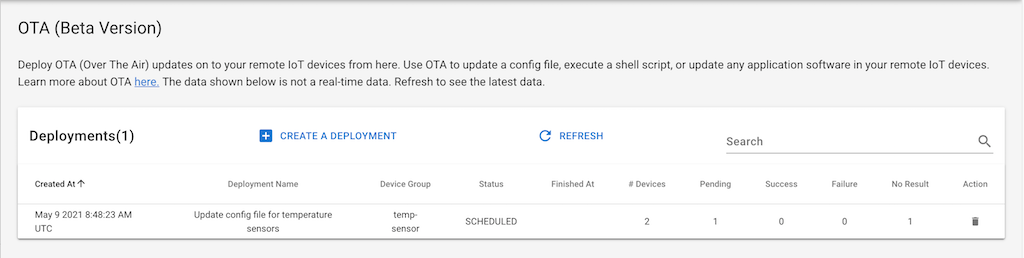 Remote Job Automation config deployment summary